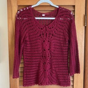 Red crochet sweater by tapemeasure anthropologie M